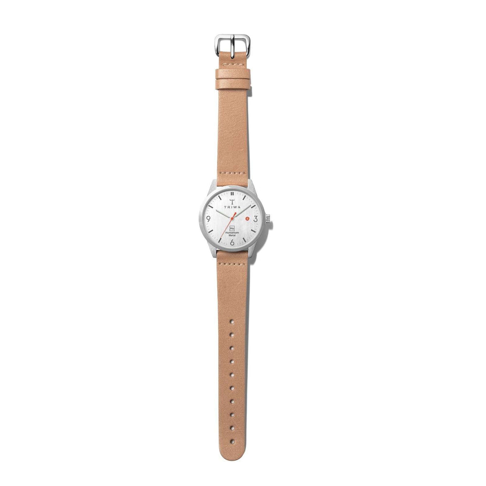 Humanium Metal Watch - Slim Leather Strap with Light Grey Dial