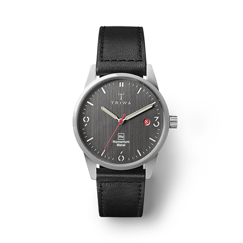 Humanium Metal Watch Black Leather Strap and Dark Grey Dial UNDP Shop