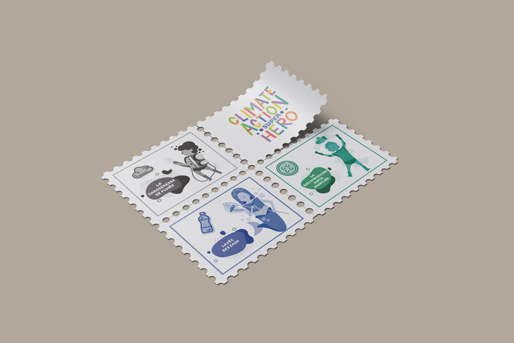 Climate Action Super Hero Stamps - mockup