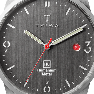 Humanium watch quadrant detail, dark grey dial, sold at UNDP Shop
