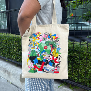 SDGs Canvas Tote Bag with Original Artwork. available at the UN Development Programme Shop.
