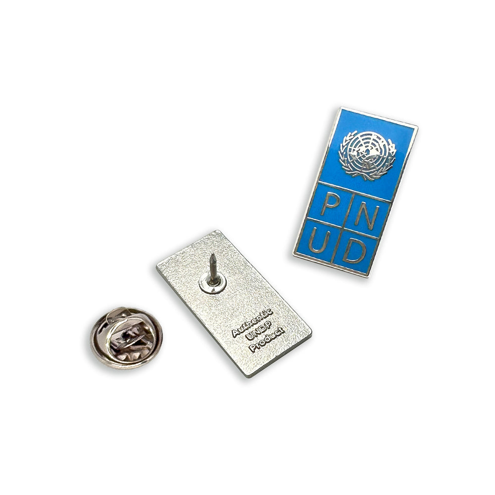 UNDP lapel pin on a jacket